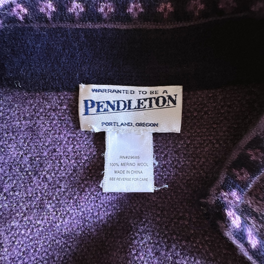 Pendleton Women's Full Zip 100% Merino Wool Lavender Cardigan - Size Medium - Picture 8 of 13